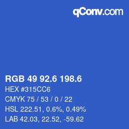 カラーコード: RGB 49 92.6 198.6 | qconv.com