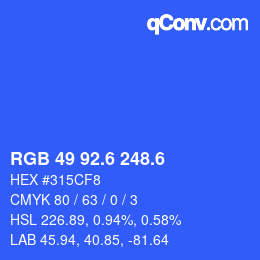 カラーコード: RGB 49 92.6 248.6 | qconv.com