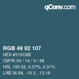 Color code: RGB 49 92 107 | qconv.com
