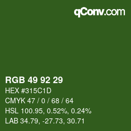 カラーコード: RGB 49 92 29 | qconv.com