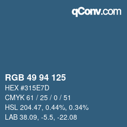 Farbcode: RGB 49 94 125 | qconv.com