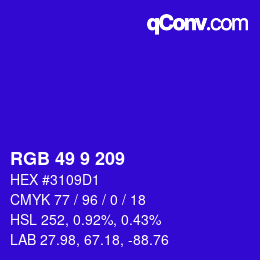 Color code: RGB 49 9 209 | qconv.com