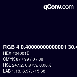 カラーコード: RGB 4 0.40000000000001 30.4 | qconv.com