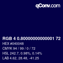 カラーコード: RGB 4 0.80000000000001 72 | qconv.com