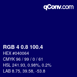 カラーコード: RGB 4 0.8 100.4 | qconv.com