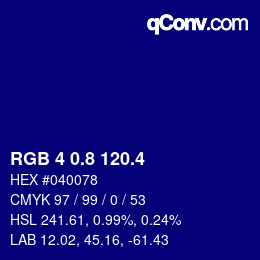 カラーコード: RGB 4 0.8 120.4 | qconv.com