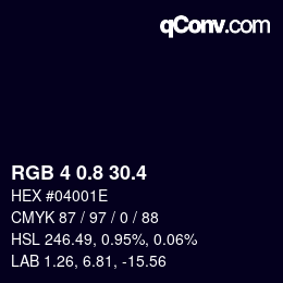 カラーコード: RGB 4 0.8 30.4 | qconv.com