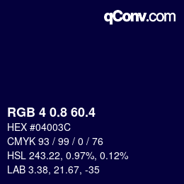 カラーコード: RGB 4 0.8 60.4 | qconv.com