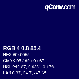 カラーコード: RGB 4 0.8 85.4 | qconv.com