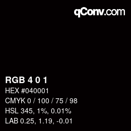 カラーコード: RGB 4 0 1 | qconv.com
