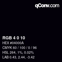 Color code: RGB 4 0 10 | qconv.com