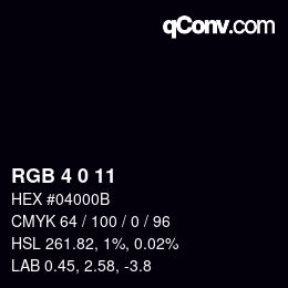 Color code: RGB 4 0 11 | qconv.com