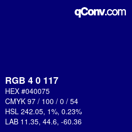 Color code: RGB 4 0 117 | qconv.com