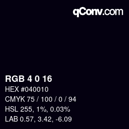 Color code: RGB 4 0 16 | qconv.com