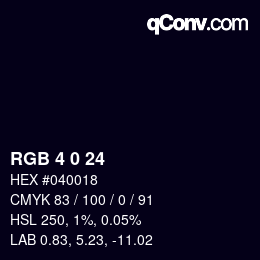 カラーコード: RGB 4 0 24 | qconv.com