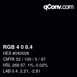 カラーコード: RGB 4 0 8.4 | qconv.com