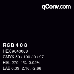 Color code: RGB 4 0 8 | qconv.com