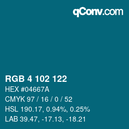 Color code: RGB 4 102 122 | qconv.com