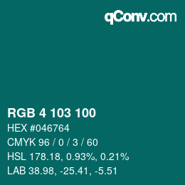 颜色代码: RGB 4 103 100 | qconv.com
