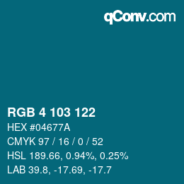 Color code: RGB 4 103 122 | qconv.com