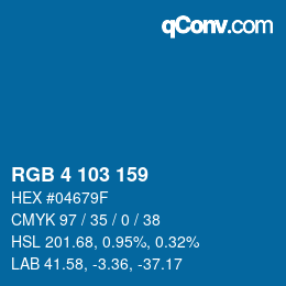 カラーコード: RGB 4 103 159 | qconv.com