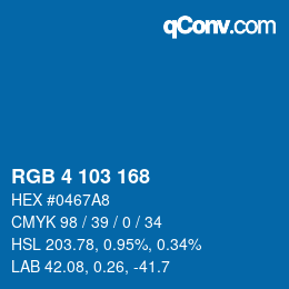 Color code: RGB 4 103 168 | qconv.com