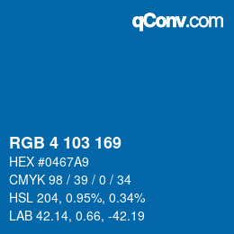 Color code: RGB 4 103 169 | qconv.com