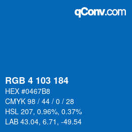 Color code: RGB 4 103 184 | qconv.com