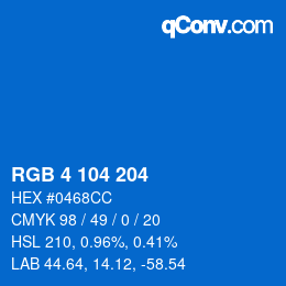 Color code: RGB 4 104 204 | qconv.com