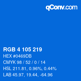 Color code: RGB 4 105 219 | qconv.com