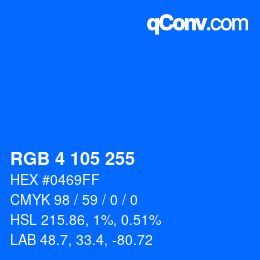 Color code: RGB 4 105 255 | qconv.com