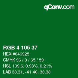 Color code: RGB 4 105 37 | qconv.com