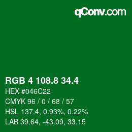 カラーコード: RGB 4 108.8 34.4 | qconv.com