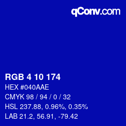 Color code: RGB 4 10 174 | qconv.com