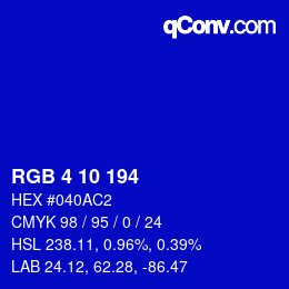 カラーコード: RGB 4 10 194 | qconv.com