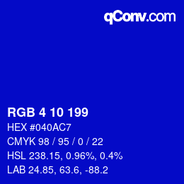 Color code: RGB 4 10 199 | qconv.com