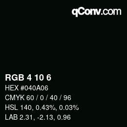 Color code: RGB 4 10 6 | qconv.com