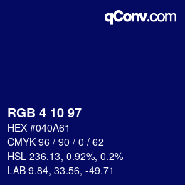 Color code: RGB 4 10 97 | qconv.com