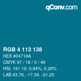 Color code: RGB 4 113 138 | qconv.com