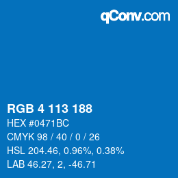 カラーコード: RGB 4 113 188 | qconv.com