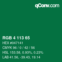 カラーコード: RGB 4 113 65 | qconv.com