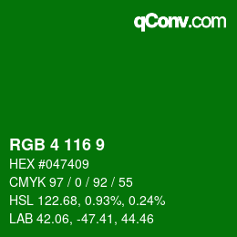 カラーコード: RGB 4 116 9 | qconv.com