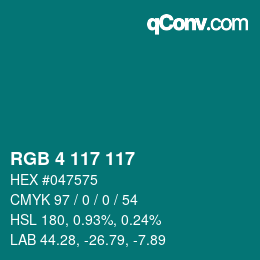 Color code: RGB 4 117 117 | qconv.com