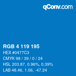 Color code: RGB 4 119 195 | qconv.com