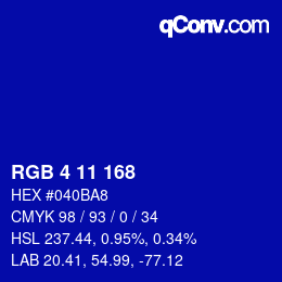 Color code: RGB 4 11 168 | qconv.com