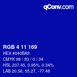 Color code: RGB 4 11 169 | qconv.com