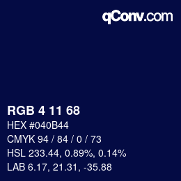 Color code: RGB 4 11 68 | qconv.com