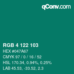 Color code: RGB 4 122 103 | qconv.com
