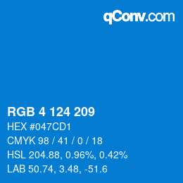 Color code: RGB 4 124 209 | qconv.com