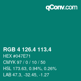 カラーコード: RGB 4 126.4 113.4 | qconv.com
